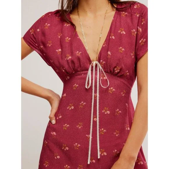 Free People Everyone's Favorite Pink Floral Mini Dress S - Picture 4 of 9